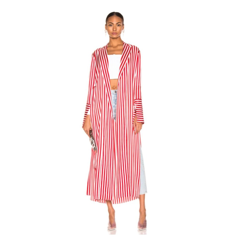 Caroline Constas Striped Jade Robe - Picture 2 of 5